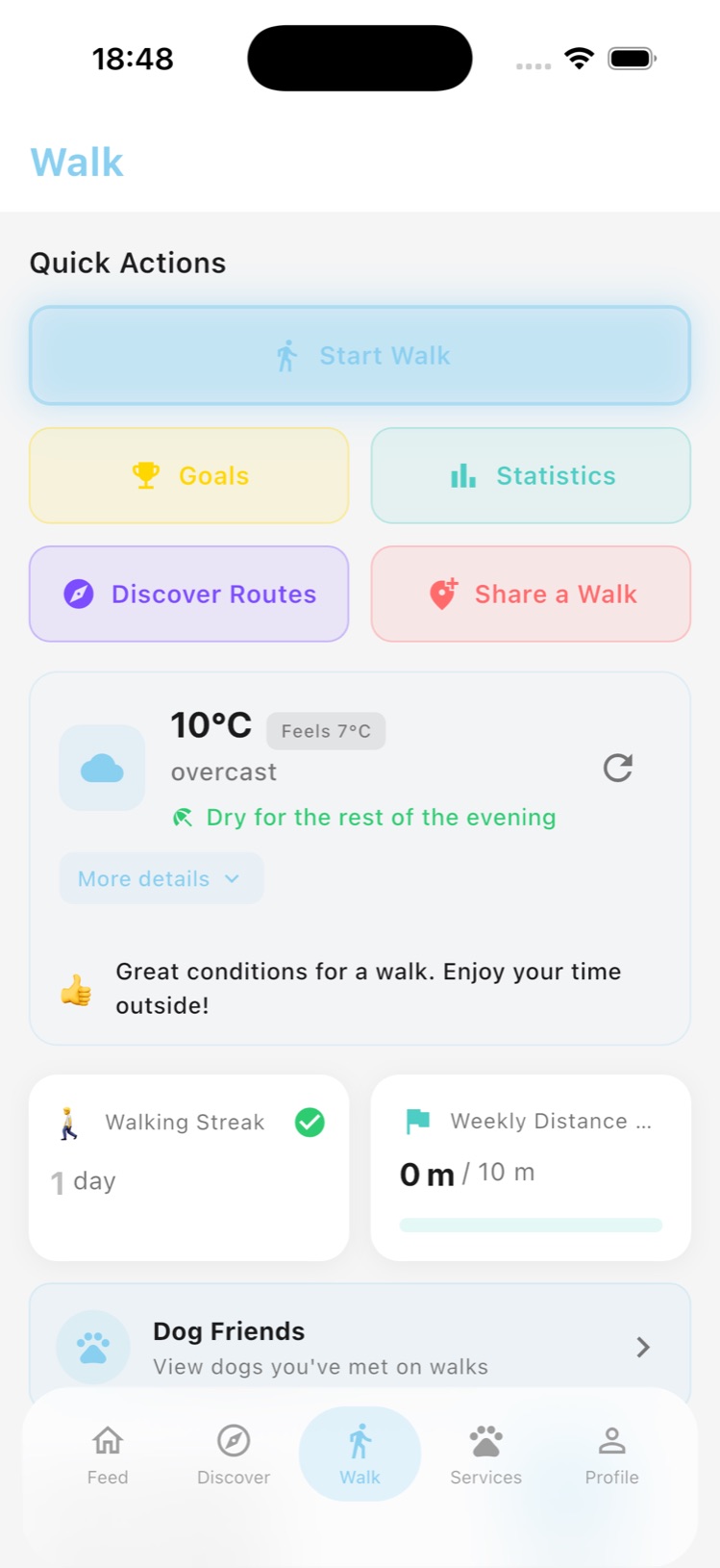 Go Rocco walk dashboard on Android